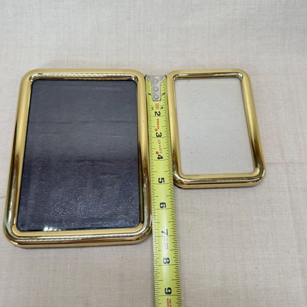 Vintage Rounded Brass Picture Frames Set Gold Minimalist Desk Decor MCM